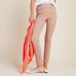 Anthropologie The Essential Slim Pants Plaid Zipper Button Side Front Pockets 8